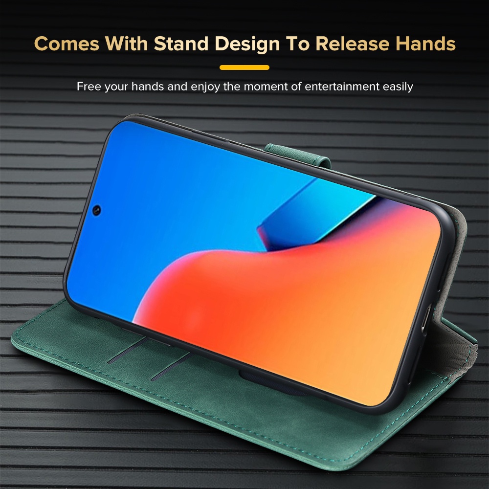 Bao da flip cover cho xiaomi redmi 12 4g case 	Xiaomi redmi 12 4g note 12r 5g coque đứng từ tính có dây buộc