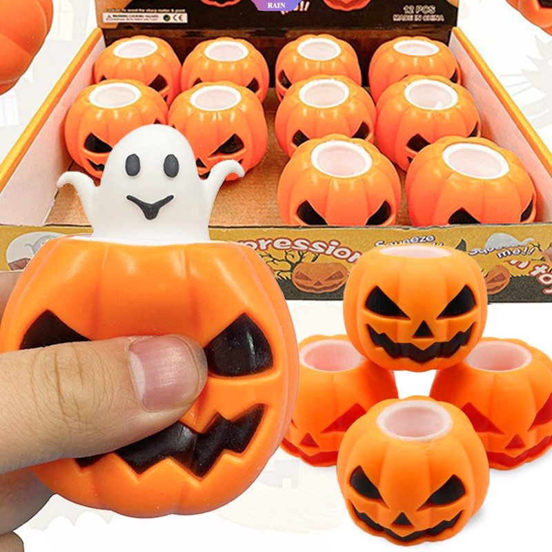 Vui nhộn pumpkin ghost bóp đồ chơi người lớn trẻ em đồ chơi giải nén giảm căng thẳng bóng thông hơi halloween trang trí tiệc prop baby quà tặng học sinh