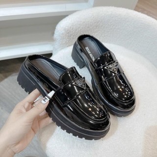 Giày Lười Nữ Prada Kiểu Dáng Thời Trang, Sục Da Bóng Đế Cao 5cm PY-002