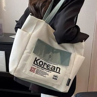 2023 new large-capacity thickened multi-pocket tote canvas bag female student laptop shoulder crossbody bag