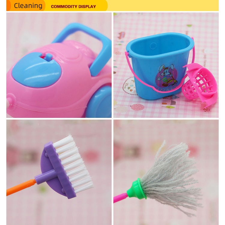 9 cái / bộ mini giả vờ chơi lau chổi đồ chơi trẻ em dễ thương nhà sạch đồ chơi