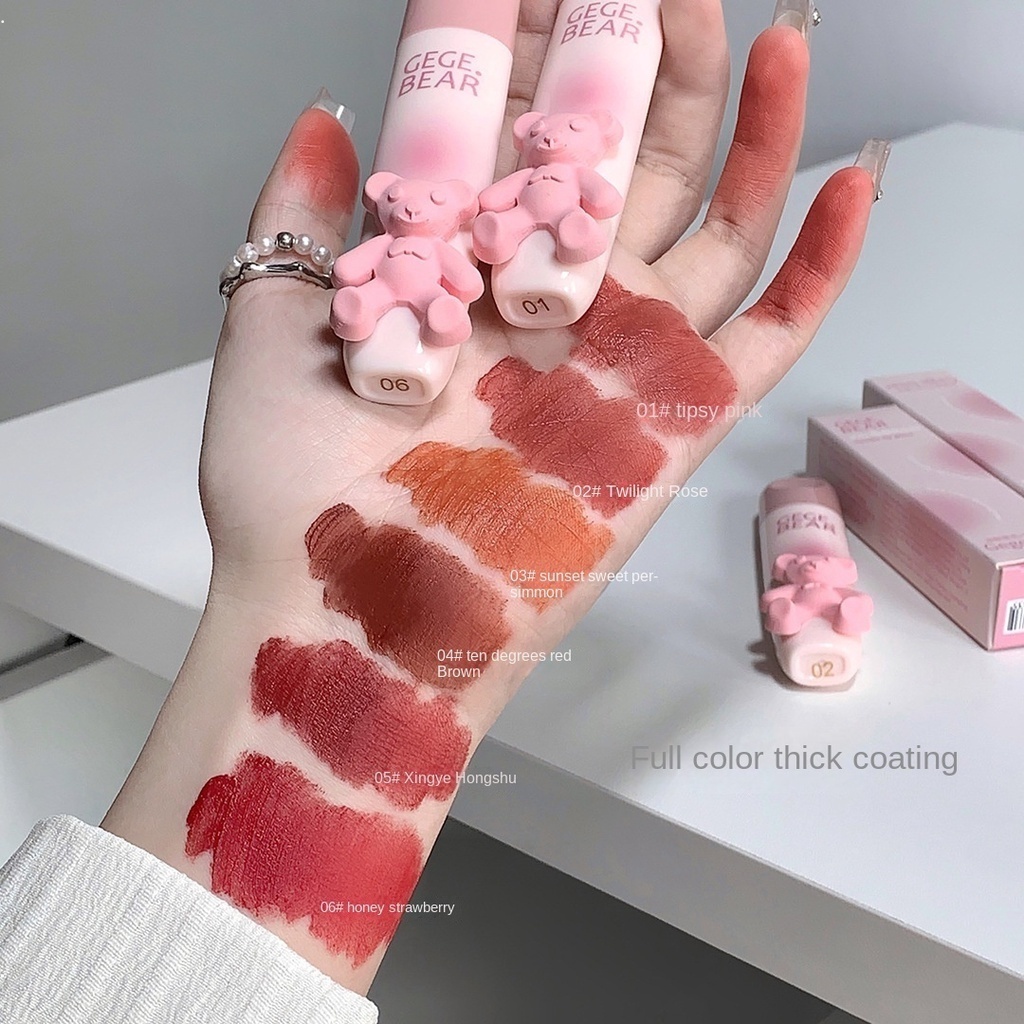 ✔candy Gege Bear Lip Gloss Sociu Pink Bear Matte Kem Dưỡng ẩm Chống Nước Lâu Trôi Không Dễ Phai Màu Son Nhiều Màu Candygirla.vn