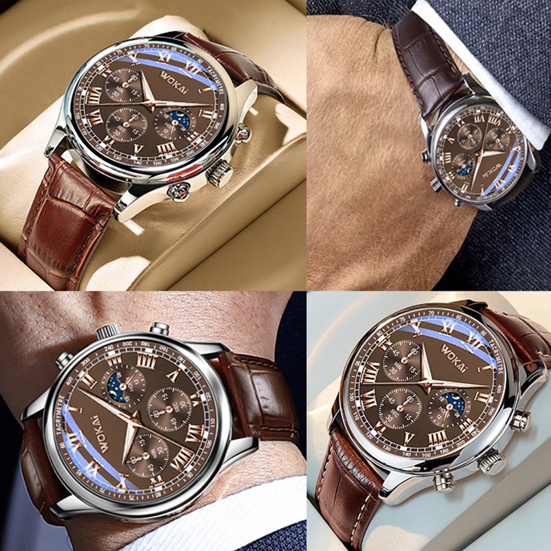 Đồng hồ nam dây da thời trang Wokai jp6