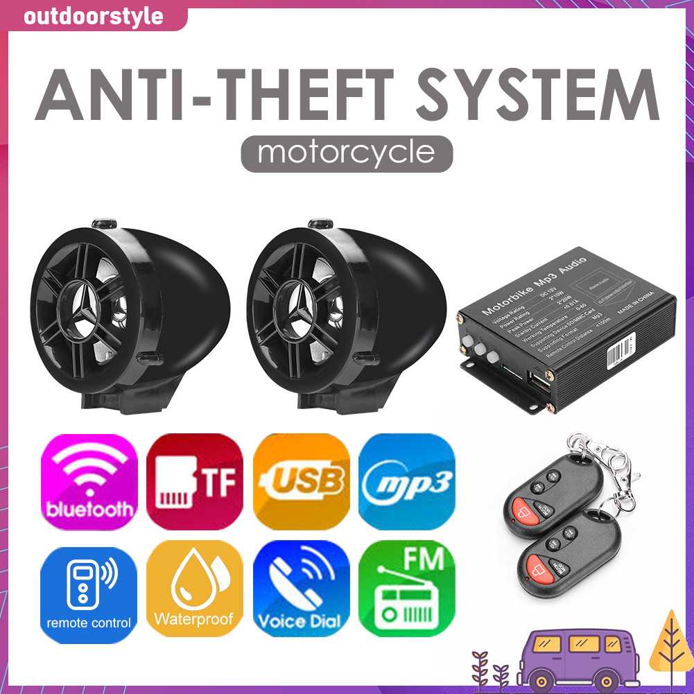 Bộ Loa Khuếch Đại Âm Thanh Mp3 Fm Radio Bluetooth Điều Khiển Từ Xa Cho Xe Máy