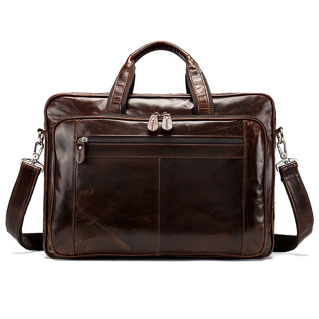 Cặp công sở đa năng để vừa laptop 17in DA BÒ THẬT - BEE GEE 5523A