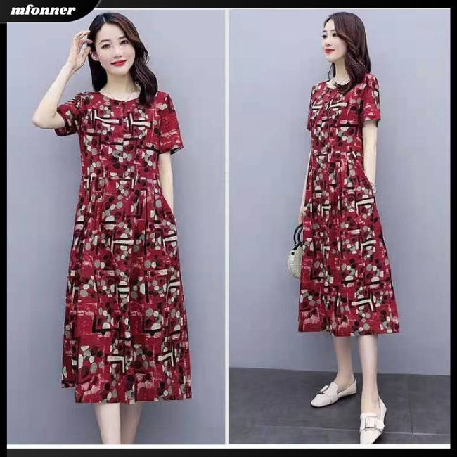 Đầm Tay Ngắn Dáng Rộng Họa Tiết Chấm Bi Kiểu Cổ Điển Thời Trang Mùa Hè Cho Bạn Gái