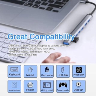 Bộ Chia USB 3.0 2.0 7 Cổng 5Gbps Tốc Độ Cao Cho Máy Tính