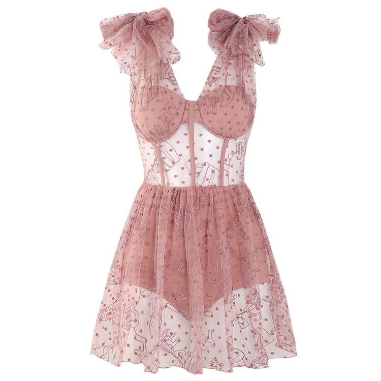 Đầm Bơi Một Mảnh Cổ Chữ V Eo Cao Phối Ren Màu Hồng Sang Trọng Thời Trang Mùa Hè Dành Cho Bạn Nữ