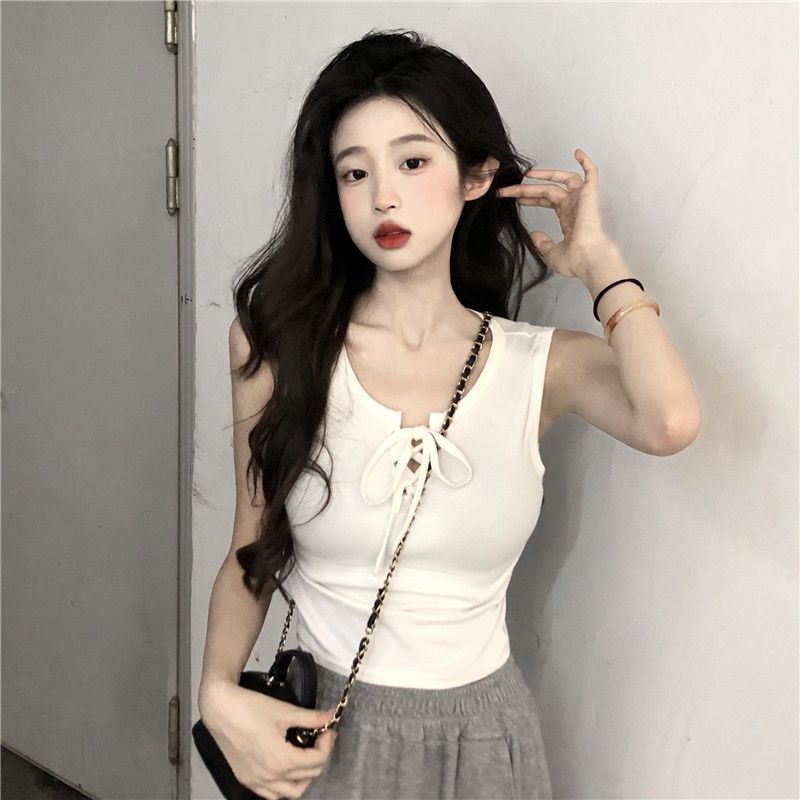 Áo Hai Dây Dáng Ngắn Ôm Sát Thắt Dây Đơn Giản Hợp Thời Trang