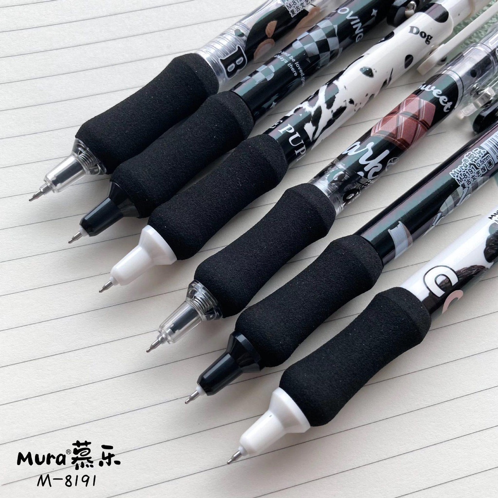 Bút gel Mura-8191 Retro black đệm tay mực đen