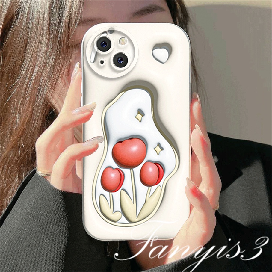 Ốp Điện Thoại TPU Mềm Họa Tiết Hoa Tulip 3D Cho iPhone 14 13 12 11 Pro Max X XR Xs Max 8 7 6 6s Plus SE 2020