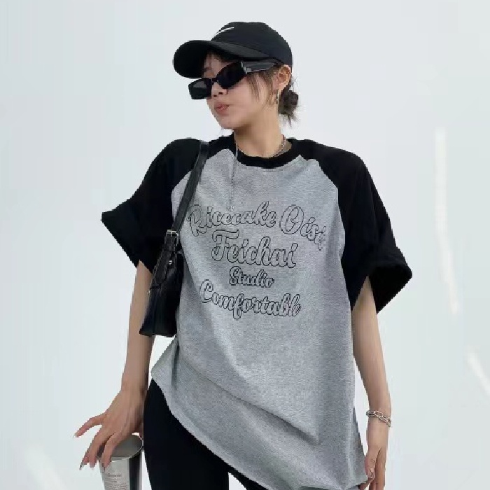 Áo thun NRVP 100% cotton tay ngắn dáng rộng in họa tiết hoạt hình phong cách Hàn Quốc thời trang cho nữ