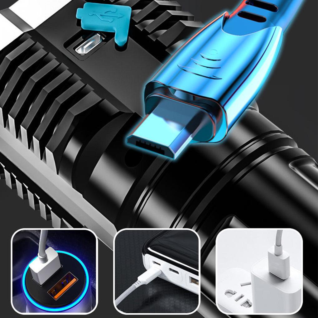 Đèn Pin 1 / 2 Bóng LED IP44 Chống Thấm Nước Siêu Sáng Có Thể Sạc Lại Bằng Cổng USB