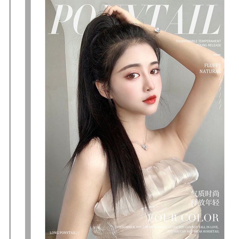 Tóc Giả Đuôi Ngựa Thẳng Dài 50Cm Có Kẹp Dành Cho Nữ