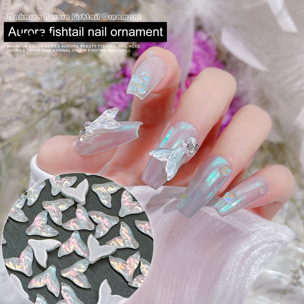 Túi 20 Hạt Cườm Hình Đuôi Cá Ba Chiều Đính Đá Trang Trí Móng Nghệ Thuật