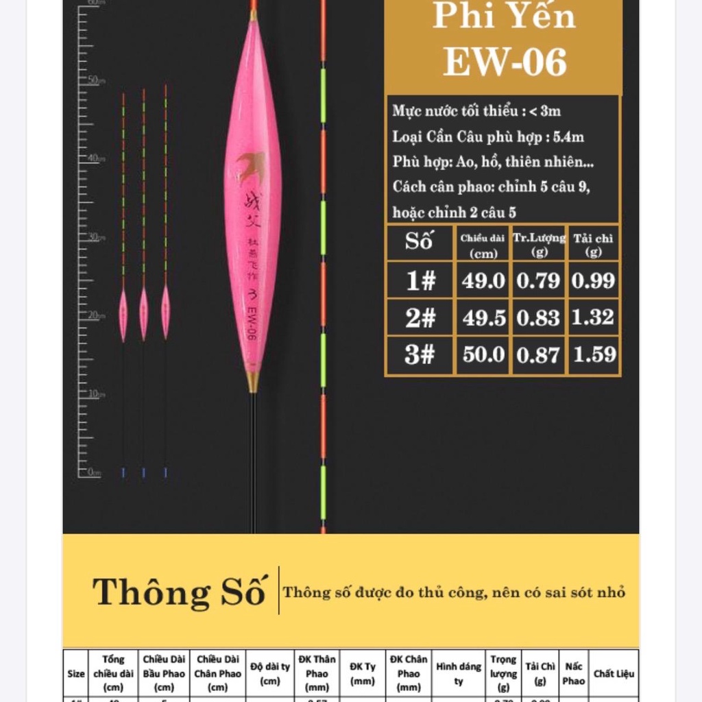 Phao Câu Phi Yến EWF Loại Tố - EW01 dùng đánh lửng - EW06 dùng đánh tổng hợp nước sâu - EW10 dùng đánh ch