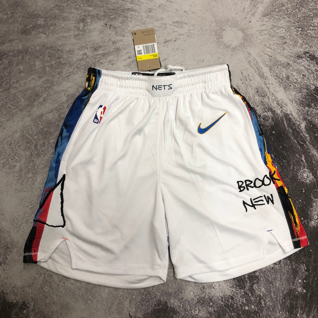 Quần Short Thể Thao Bóng Rổ In Chữ Brooklyn Nets 23 Màu Trắng Dáng Rộng Thời Trang Cho Nam