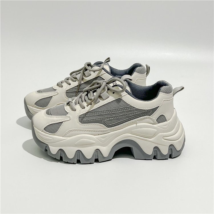 Giày Thể Thao Mũi Tròn Cột Dây Thoáng Khí Trọng Lượng Nhẹ Thoải Mái Phong Cách Ulzzang Mới