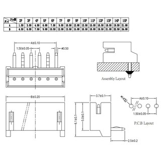 Pin ZH1.5MM 2P3P4P5P6P8P10P ZH1.5MM Kim uốn thẳng 1.5mm Lắp