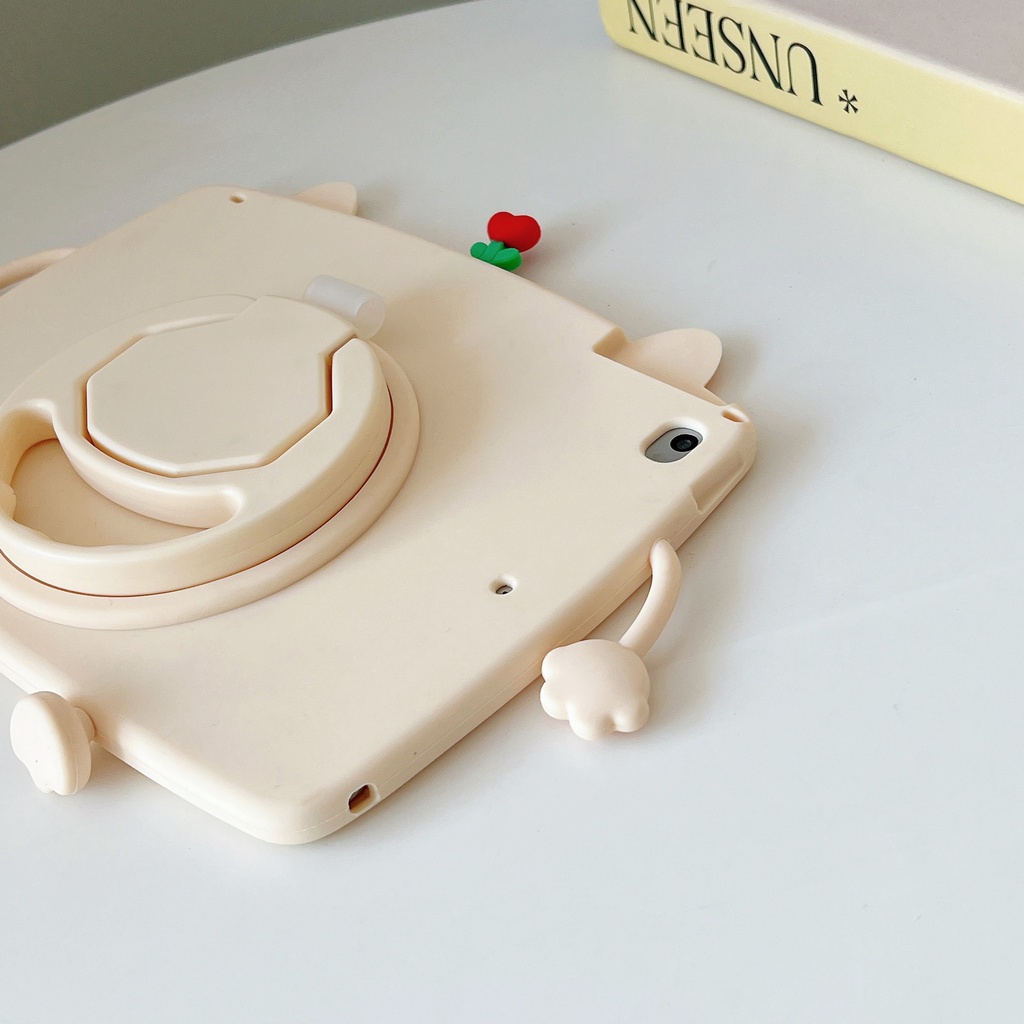 Ốp Máy Tính Bảng Silicon Mềm Chống Sốc Xoay 360 Độ In Hình Mèo Hoạt Hình Cho IPAD234 2019pro / 2020 / 2018 / 2017 / mini12345 / air12