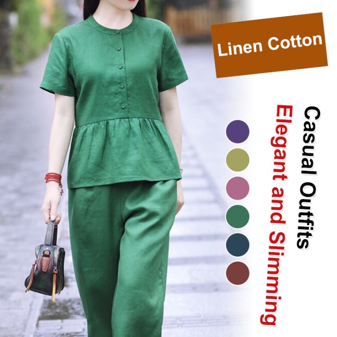 Bộ 2 món ngắn tay khí chất thanh lịch + quần crop