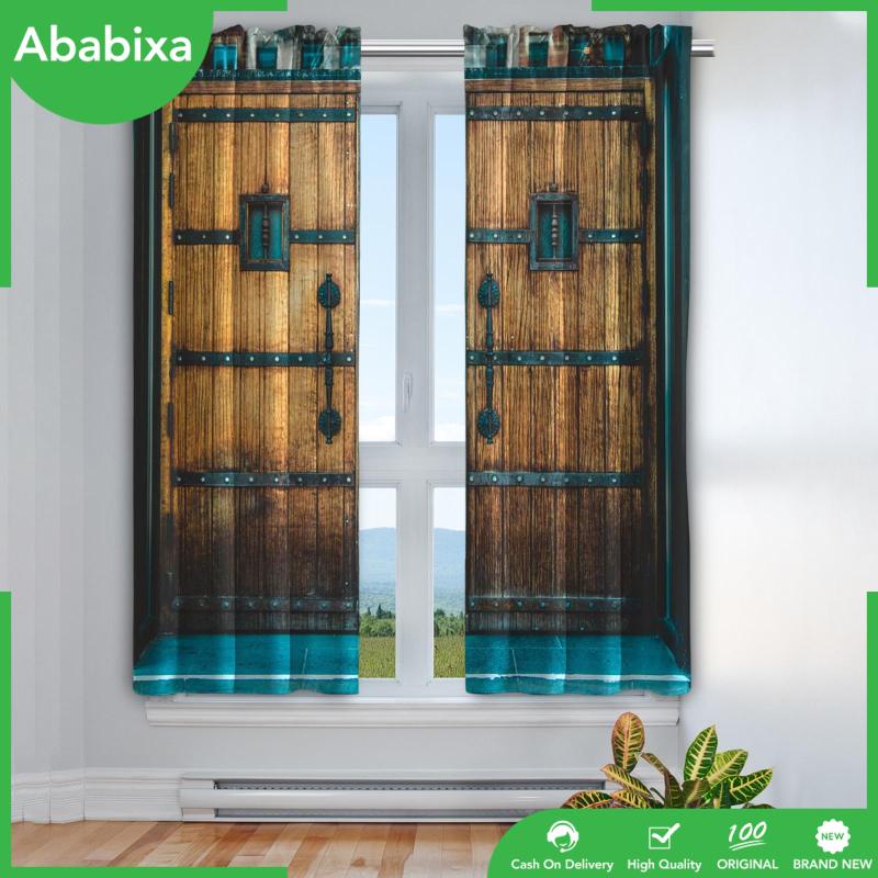 [Ababixa] Rèm Cửa Sổ Họa Tiết Vân Gỗ Phong Cách Đồng Quê