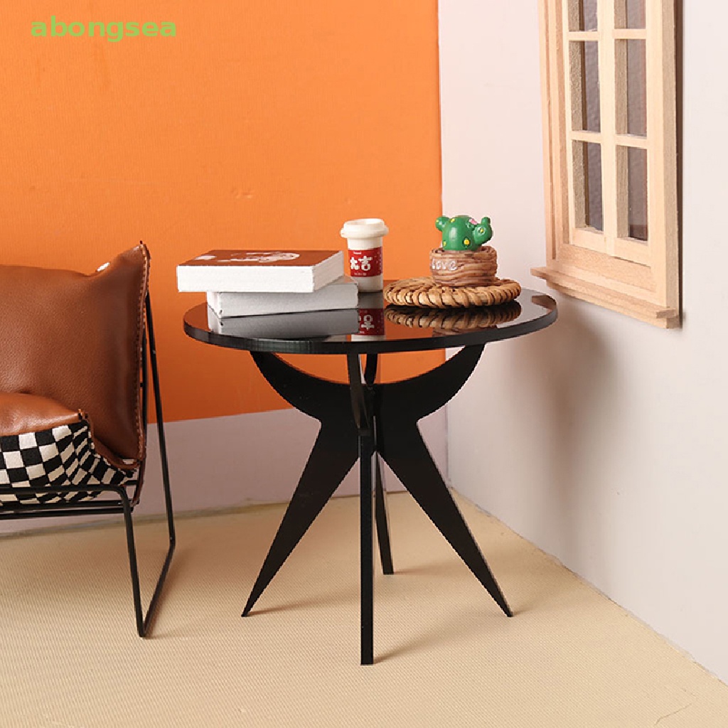 Bàn Trà / Cà Phê Hình Tròn Trang Trí Nhà Búp Bê Tỉ Lệ 1: 12