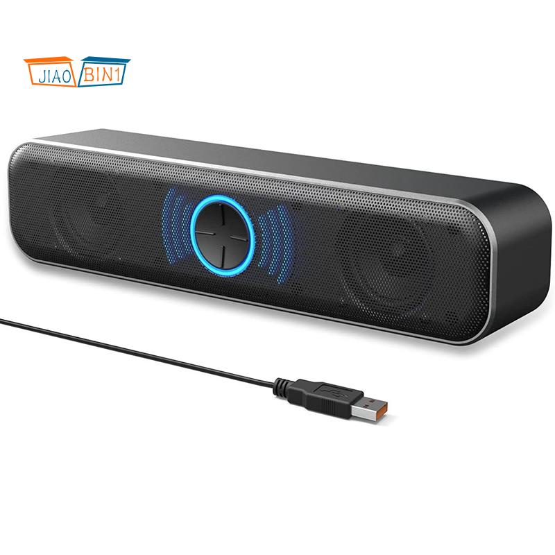 1 Loa USB Màu Đen Có Núm Điều Chỉnh Âm Lượng Kỹ Thuật Số Cho Máy Tính Để Bàn / Laptop / PC
