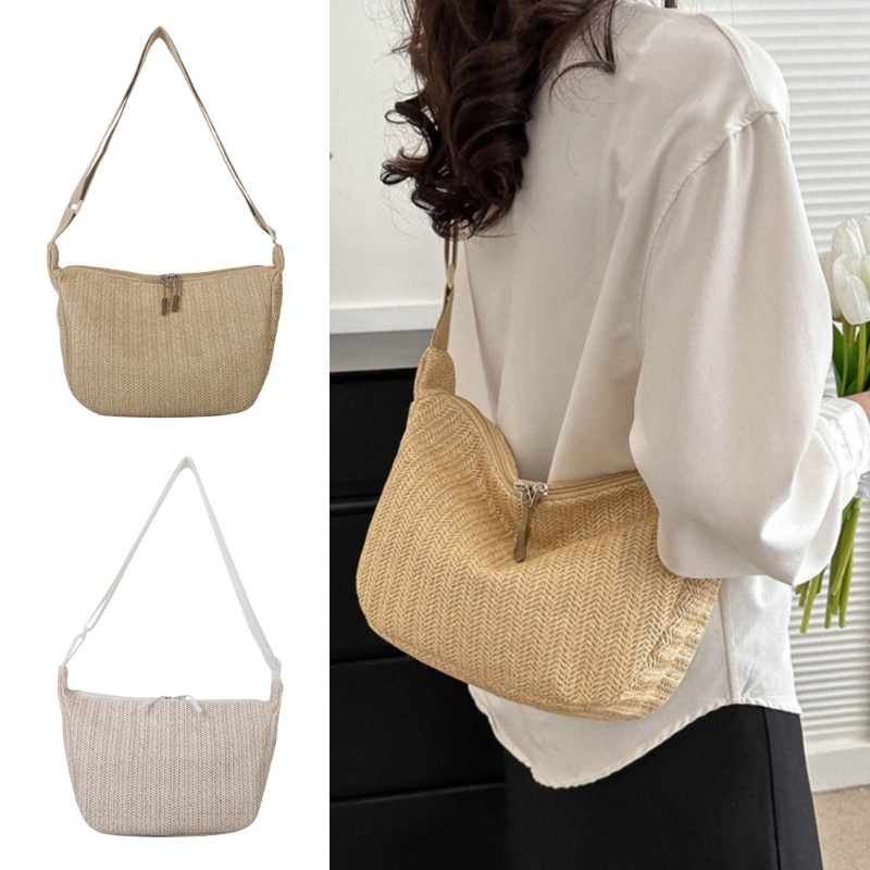 Túi cói Bằng Rơm Dệt Tay Sức Chứa Lớn Phong Cách Vintage Dành Cho Nữ