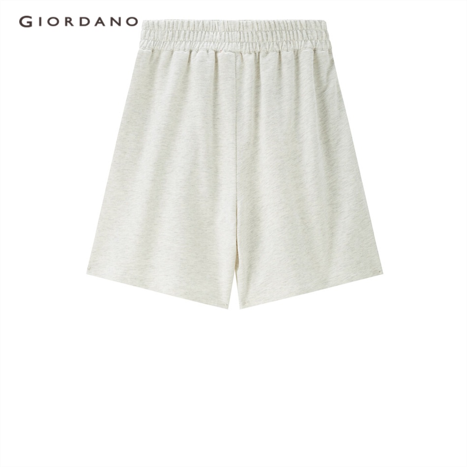 Giordano quần đùi nữ vải thun cotton 100% cạp co giãn hình thêu chữ cái phong cách giản dị dệt kim 05403455