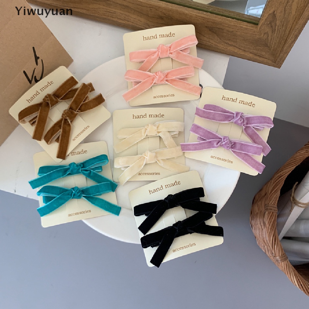&lt; Yiwuyuan &gt; Kẹp Tóc Hình Nơ Bằng Nhung Phong Cách Vintage Cho Nữ Giảm Giá