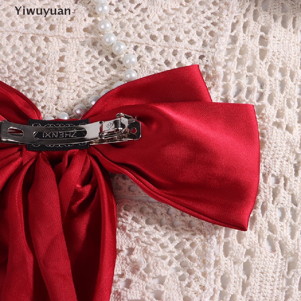 < Yiwuyuan > Kẹp Tóc Đính Nơ Ruy Băng Màu Trơn Đơn Giản Thời Trang Retro Cho Nữ