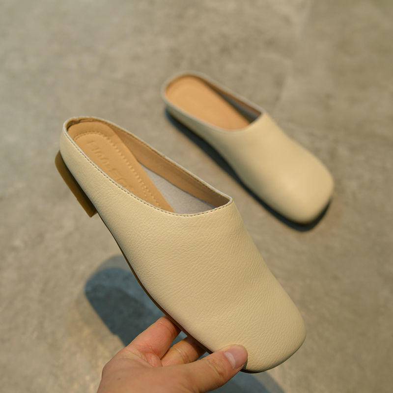 Hàng Có Sẵn!Dép Bít Mũi Vuông Đế Bằng Dễ Phối Đồ Thời Trang Cho Nữ