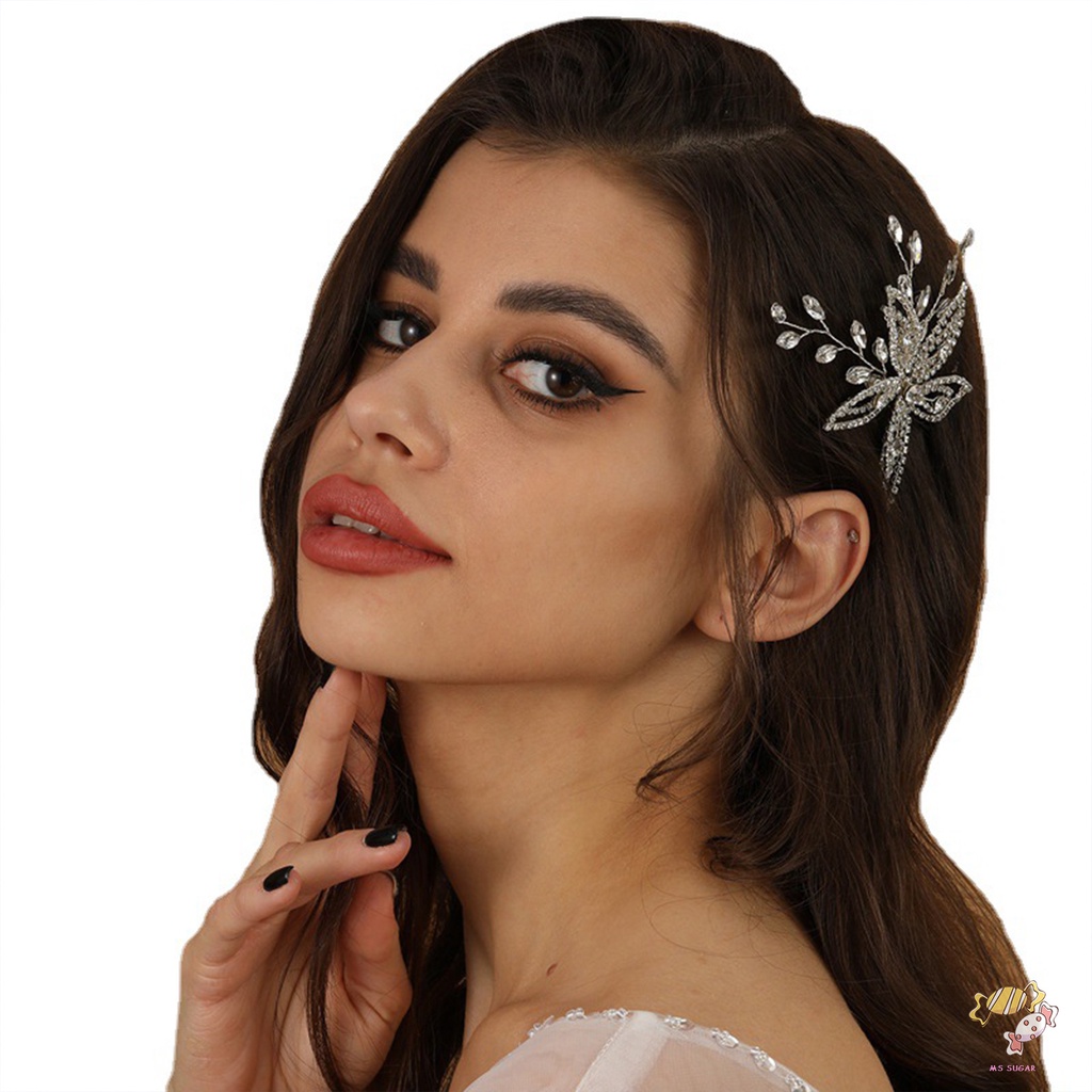 YADORNOS Trâm Cài Tóc Chữ U Hình Hoa Đính Đá Cho Cô Dâu