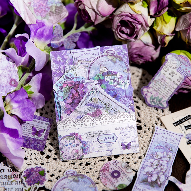 Set 40 Sticker Dán Trang Trí Nhật Ký Phong Cách Vintage