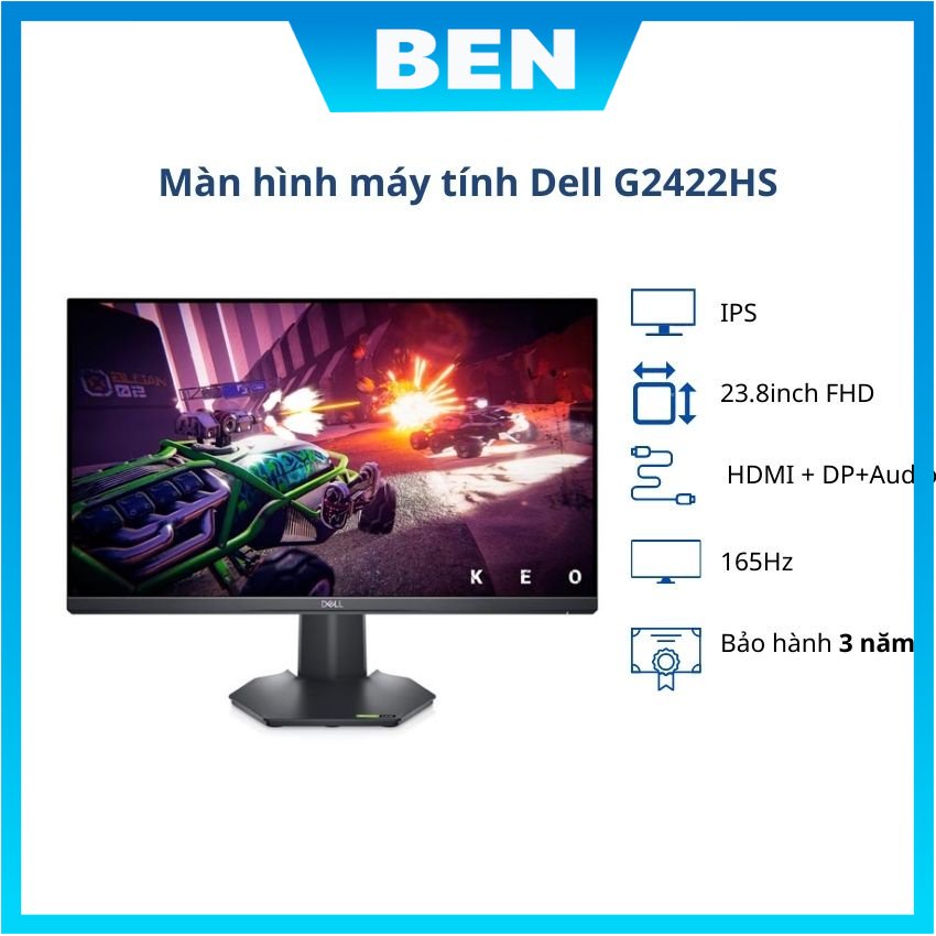 Màn hình pc Dell gaming G2422HS/ 23.8inch FHD/ 165Hz/ IPS/ HDMI + DP+Audio/ 3Yrs