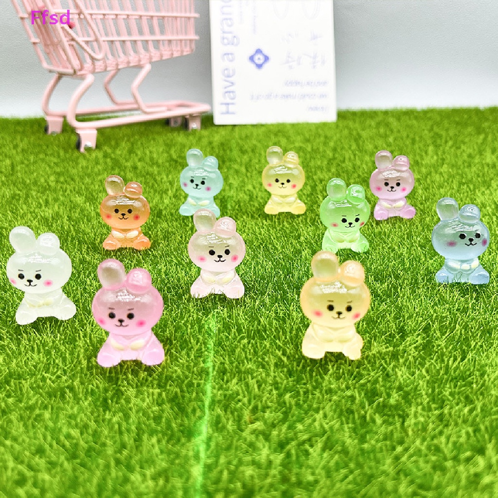 {Ffsd} Bộ 5 Tượng Thỏ Hoạt Hình Dạ Quang Trang Trí Tiểu Cảnh DIY