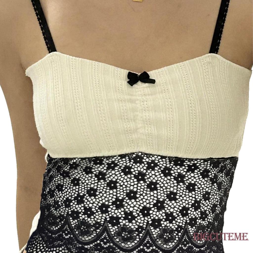 Áo Lửng Hai Dây Phối Ren Họa Tiết Hoa Thời Trang Quyến Rũ Dành Cho Nữ