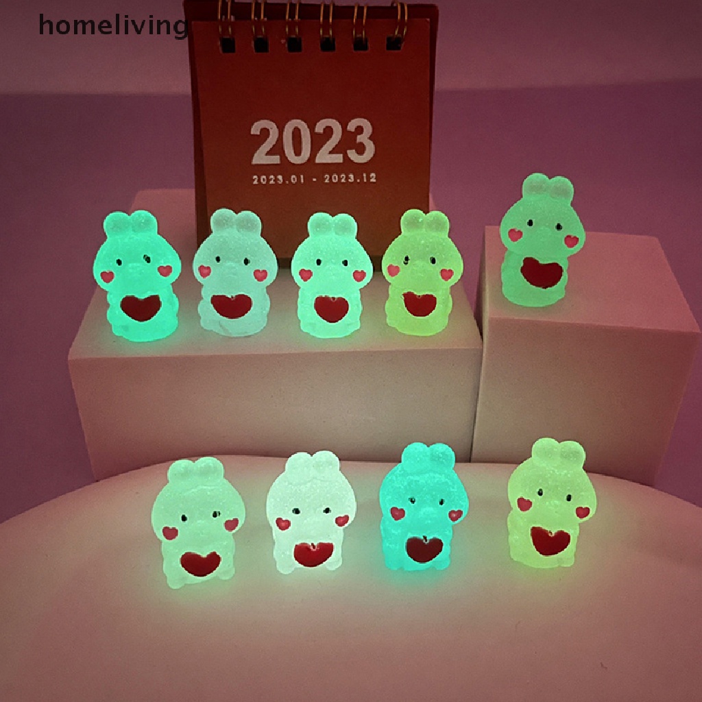 Bộ 2 Chú Thỏ Hoạt Hình Mini Phát Sáng Trong Bóng Tối Trang Trí
