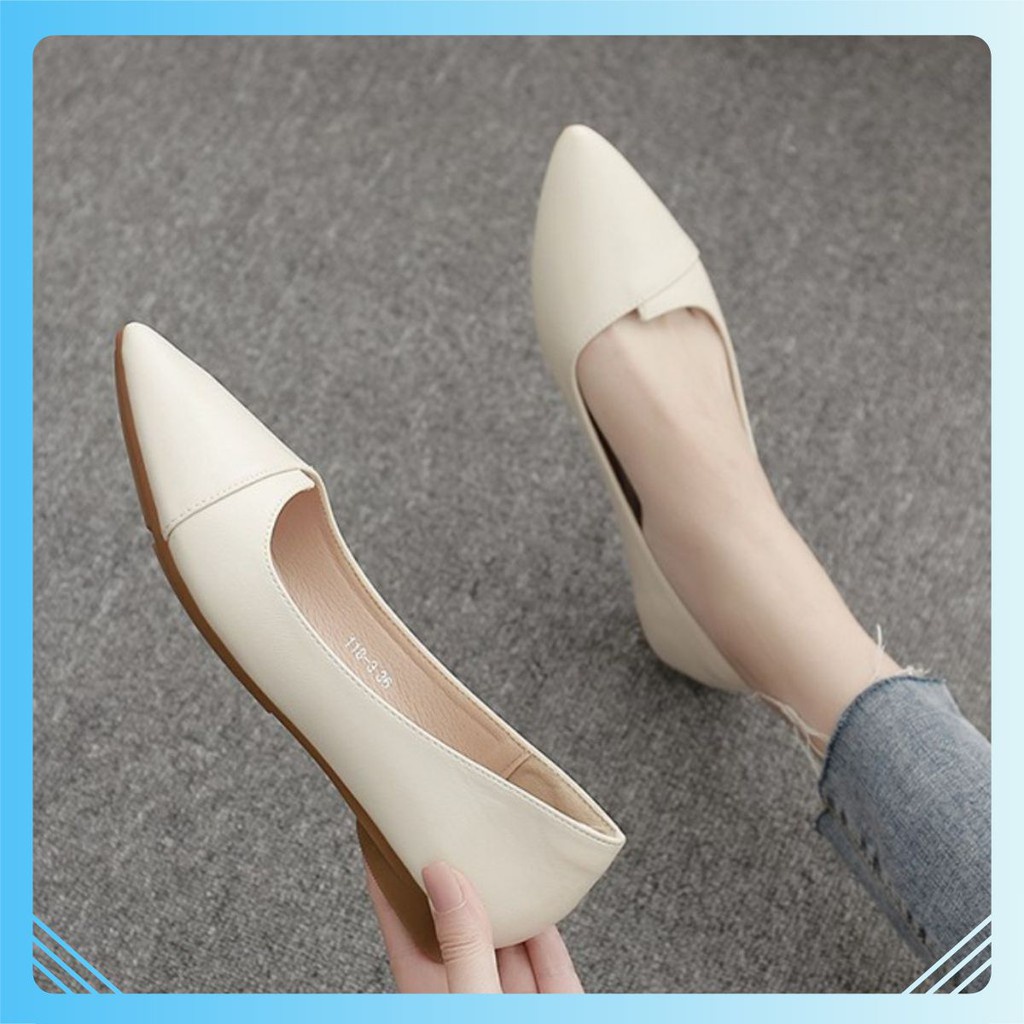 Giày bệt nữ da mềm đẹp tinh tế big size XKB2 có 2 màu kem và đen, size to, ngoại cỡ-HCTHS3.1