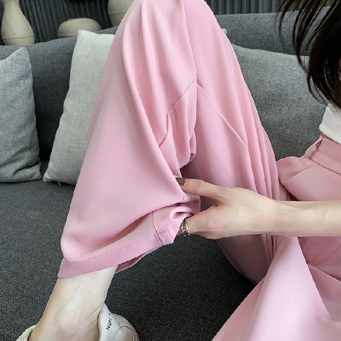 SUXI Quần Dài Lưng Cao Ống Rộng Màu Sắc Đơn Giản Thời Trang Mùa Hè Cho Nữ