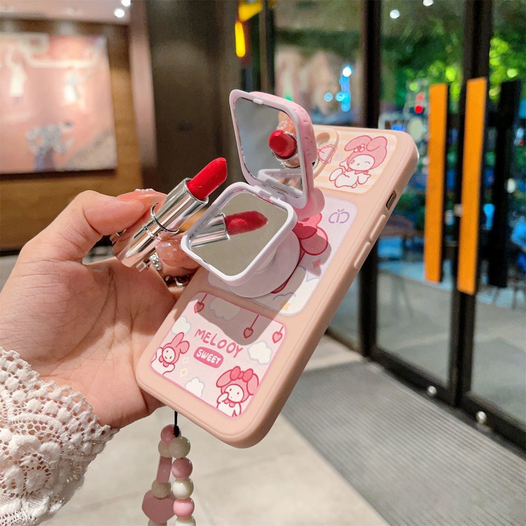 Sanrio Giá Đỡ Điện Thoại Có Thể Gập Lại Kèm Gương Hình Hello Kitty Cinnamonroll