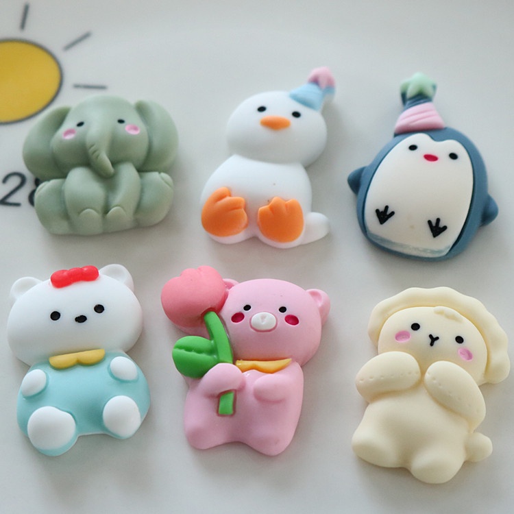 Bộ 10 Vật Liệu Cabochon Thủ Công Hình Động Vật Hoạt Hình