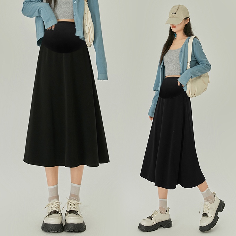 Chân Váy Đen Dáng Chữ a Lưng Cao Cỡ Lớn Thời Trang Xuân Hè Cho Mẹ Bầu