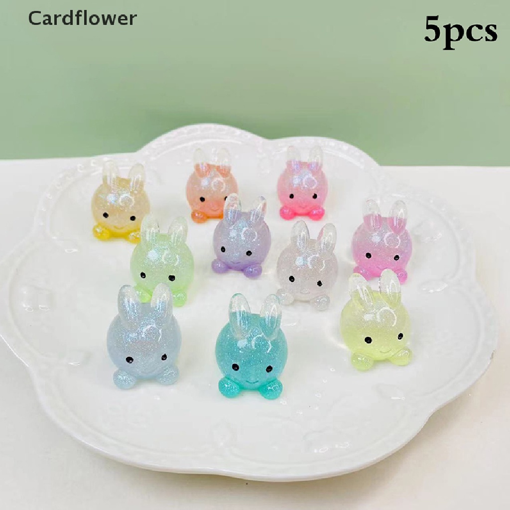 Bộ 5 Đồ Chơi Thỏ Hoạt Hình Mini Bằng Nhựa Resin Phát Sáng Trang Trí Sân Vườn Nhà Cửa Crafg