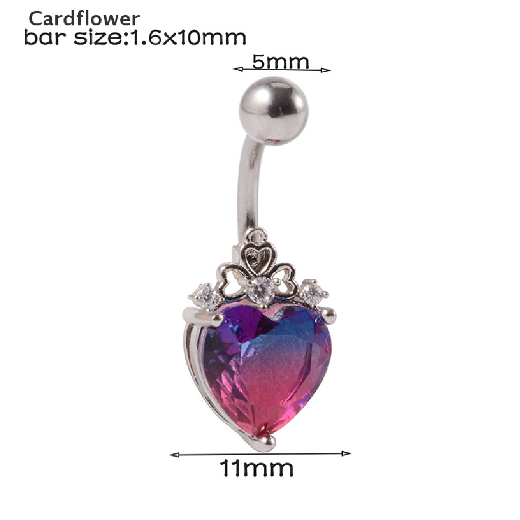 1 Khuyên Rốn Thép Phẫu Thuật Đính Đá Zircon Hình Trái Tim Dễ Thương