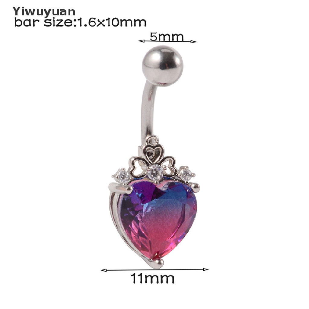 1 Khuyên Rốn Thép Yiwuyuan > Đính Đá Zircon Hình Trái Tim Dễ Thương