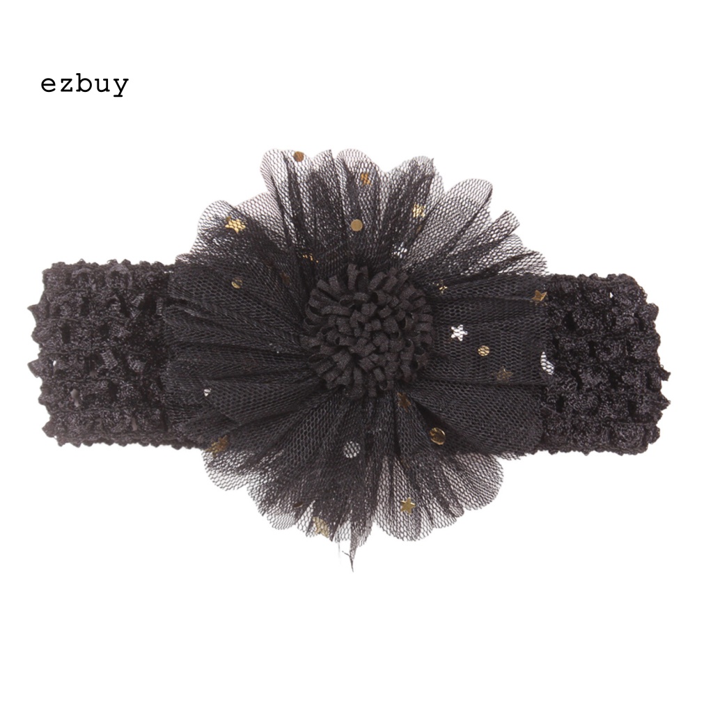 [EY] Băng Đô Cài Tóc Mềm Mại Phối Ren Lưới Thiết Kế Hình Hoa Đính Kim Sa Đáng Yêu Quyến Rũ Phong Cách Công Chúa Mùa Hè