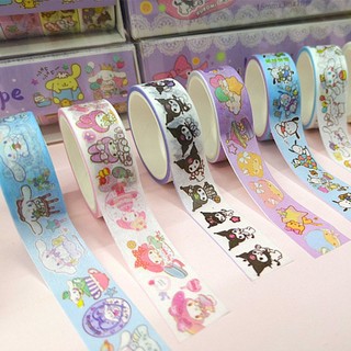 Sanrio cuộn 200 miếng dán trang trí hình cinnamoroll kuromi dễ thương