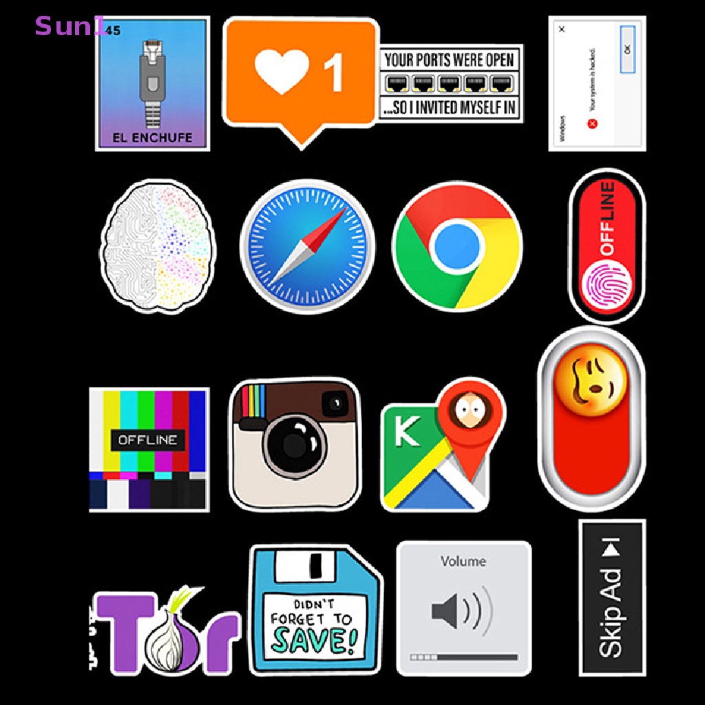 Set 50 Miếng Dán 404 Họa Tiết Hoạt Hình Trang Trí Laptop / Điện Thoại / Xe Hơi